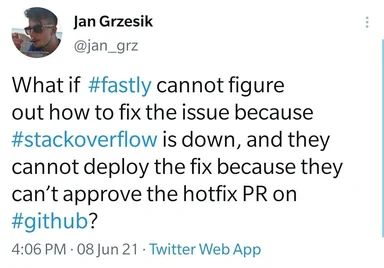 A developer frustrated with service outages