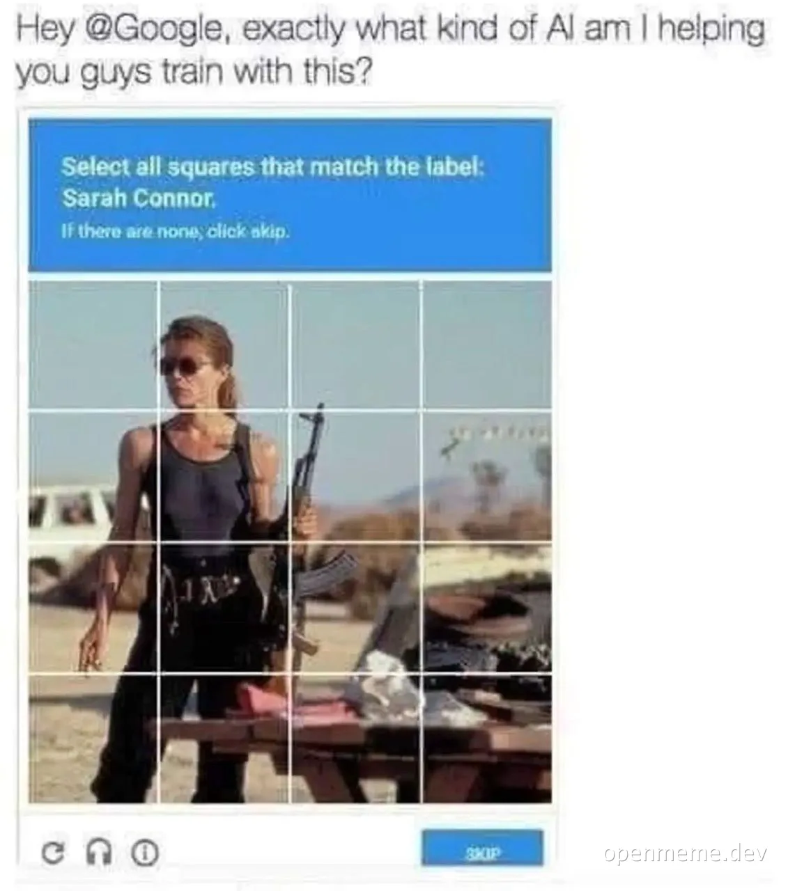 Sarah Connor AI training image