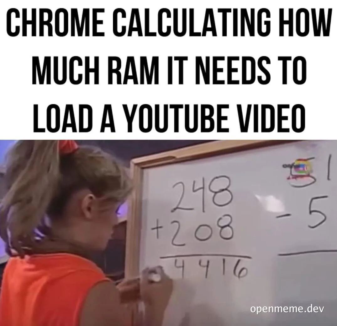 chrome calculating ram for youtube video