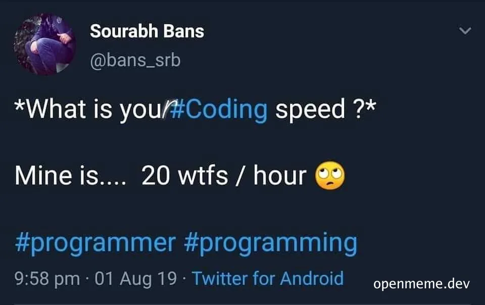 Coding speed meme with programmer reaction