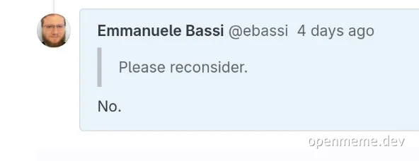 Emmanuele Bassi rejects reconsideration