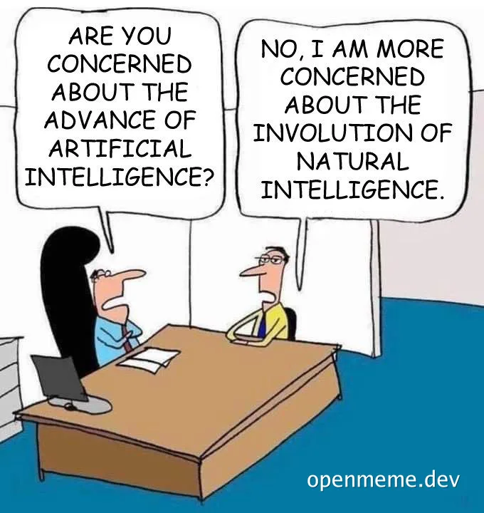 cartoon of two office workers discussing artificial intelligence