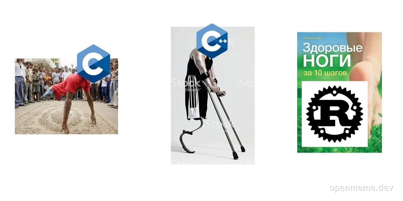 C++ and Rust logos on images of people with disabilities