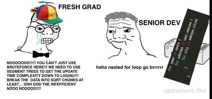 Fresh grad vs senior dev on efficient code
