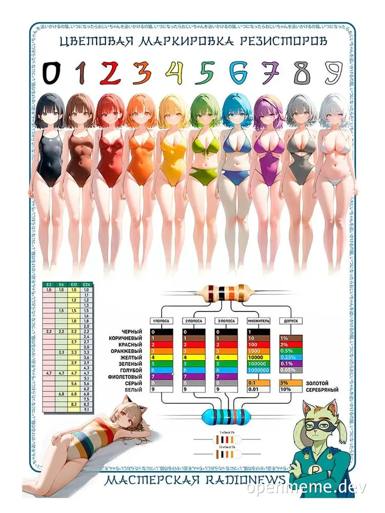 Resistor color code chart anime meme