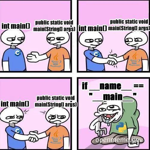 programmer reacts to different main functions