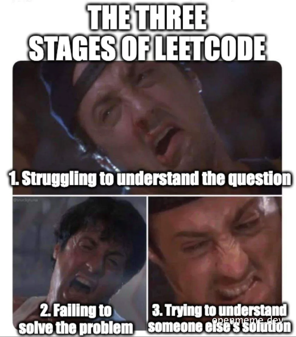 the three stages of leetcode meme