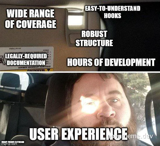 disappointed developer looking at car interior with humorous software development labels