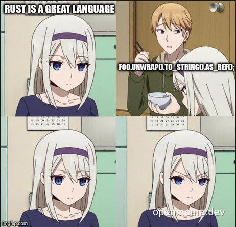 Rust programming language meme with anime characters