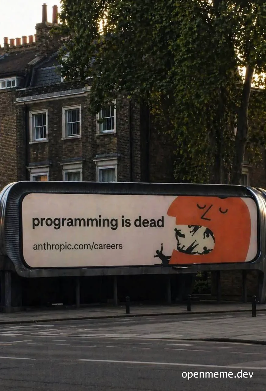 Billboard with a humorous take on programming being dead