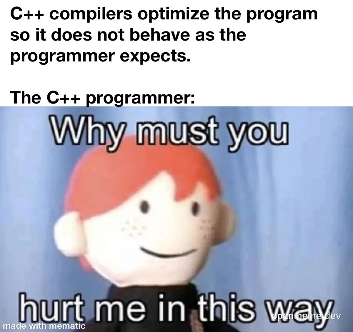 angry cartoon character with text 'Why must you hurt me in this way'