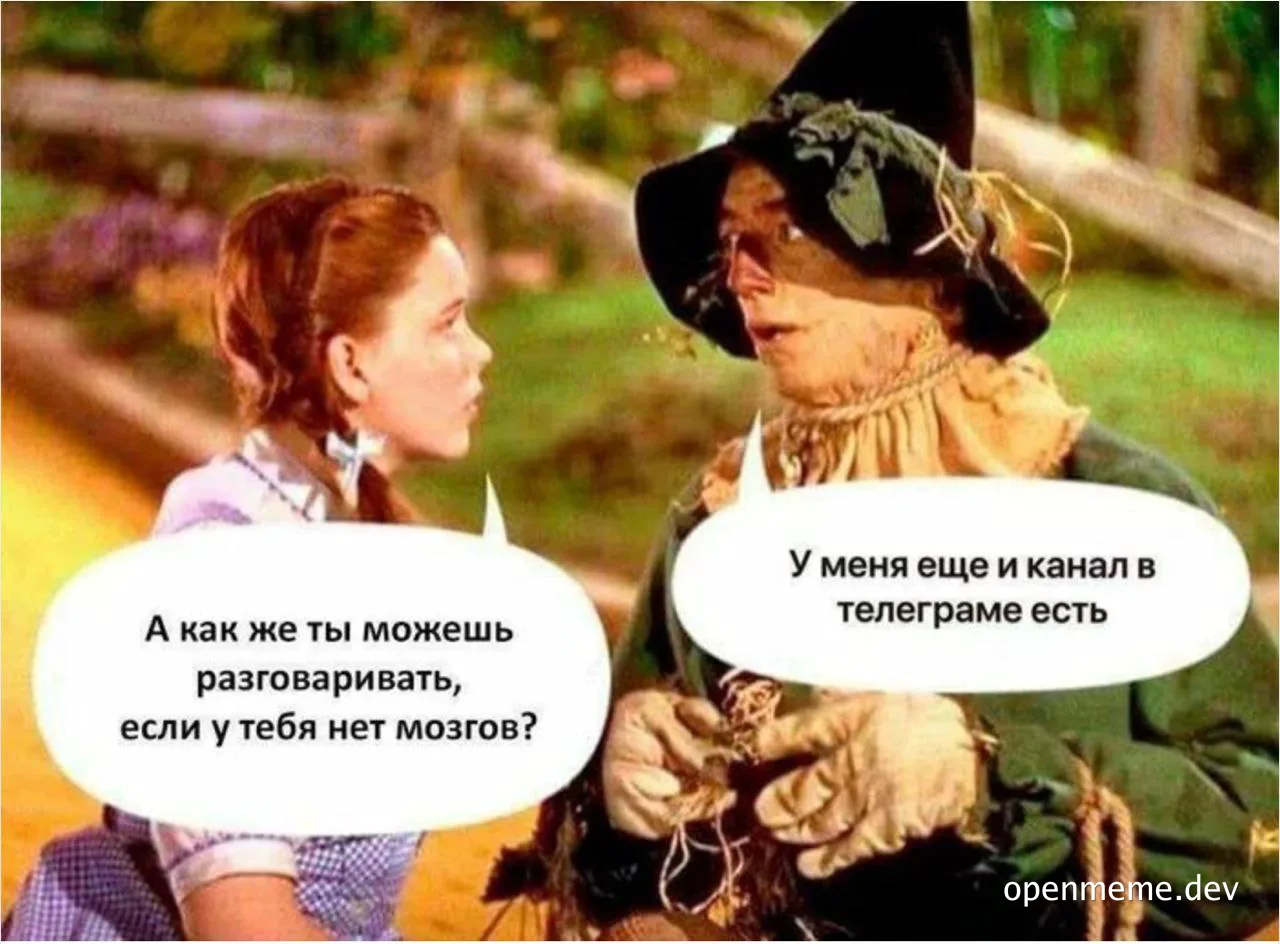 russian meme image with scarecrow and girl from the wizard of oz