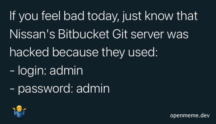 Nissan Bitbucket Git server hacked due to weak admin credentials
