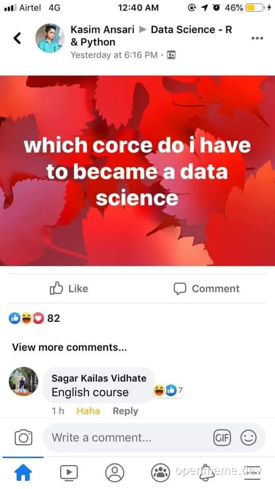 data science course question meme