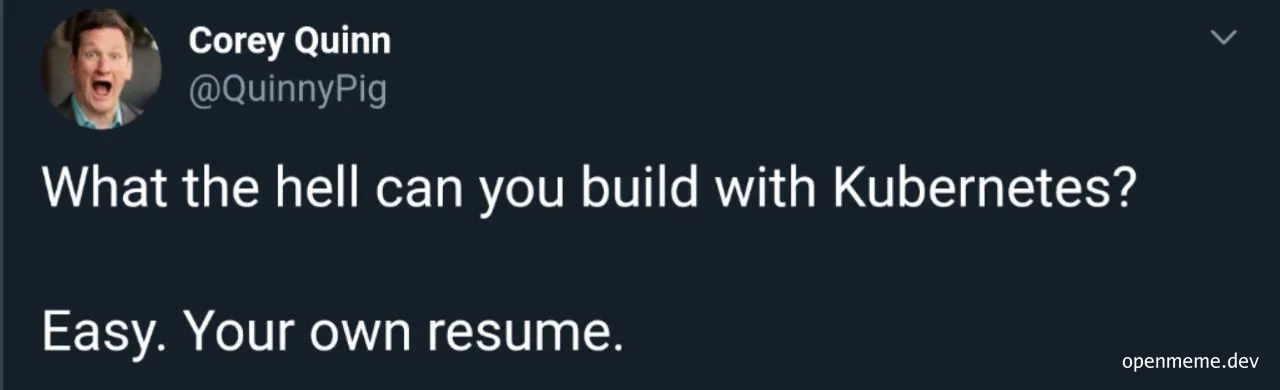 meme about kubernetes and resume