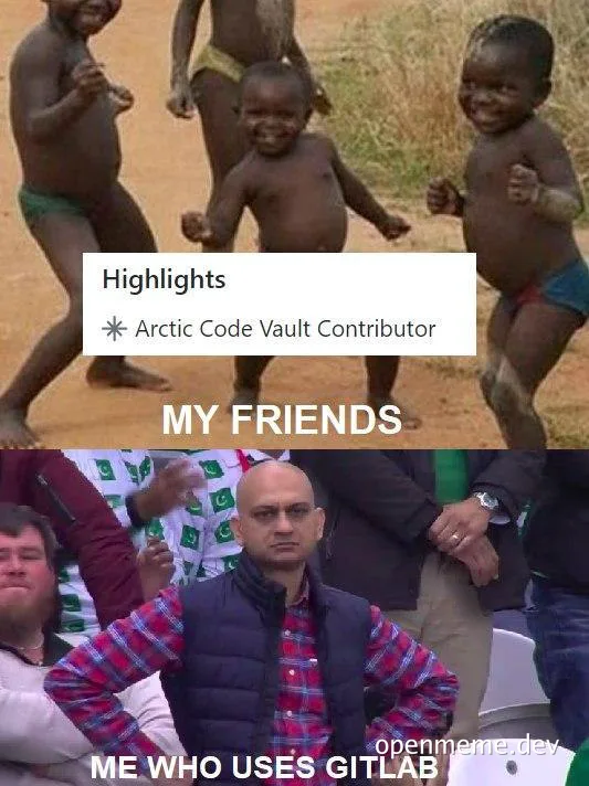 Arctic Code Vault Contributor meme with GitLab reference