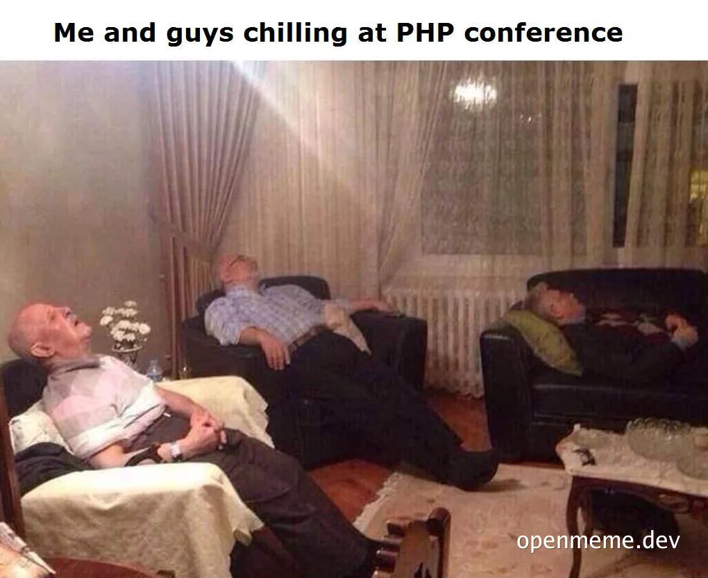 Three men asleep at a conference