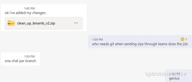 Innovations meme about using zip files instead of git