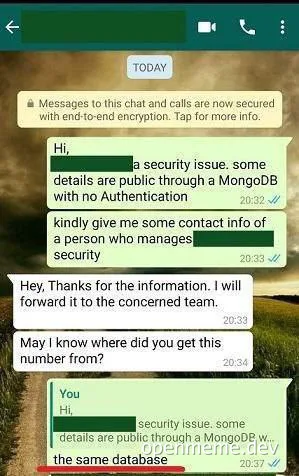 Security issue reported in WhatsApp chat