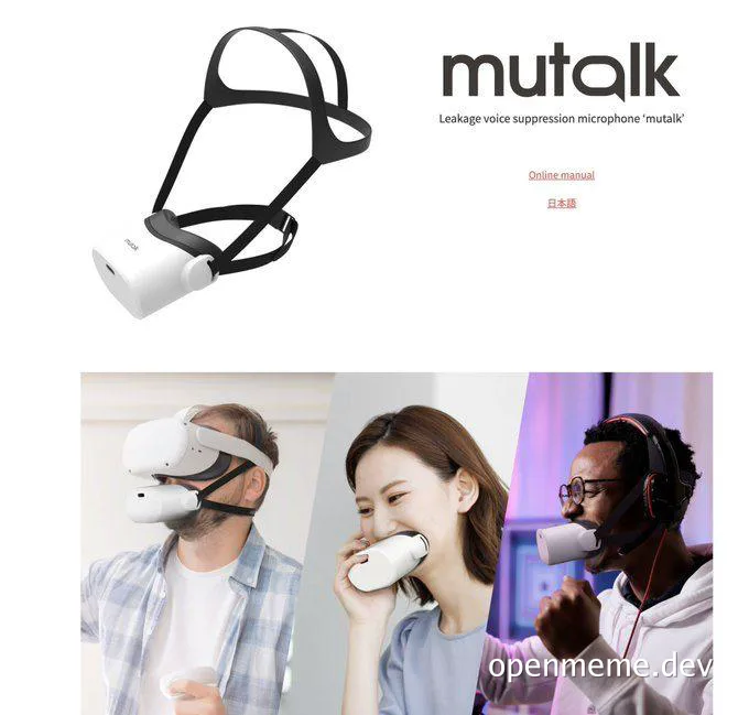 People wearing a white Mutalk device over their mouths while using VR headsets and gaming gear.