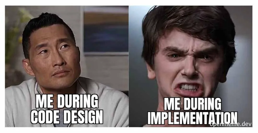 programmer frustrated with code design vs implementation