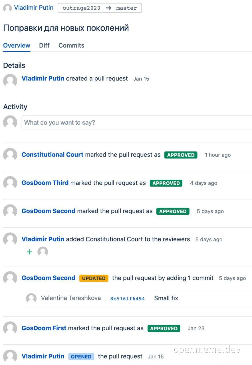 russian developer pull request approvals