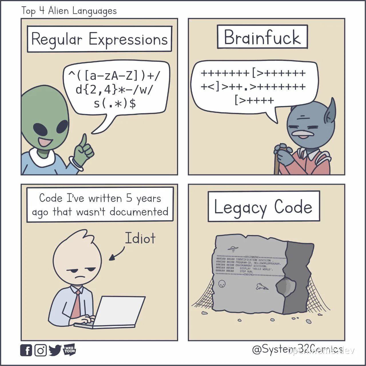 cartoon about top 4 alien languages