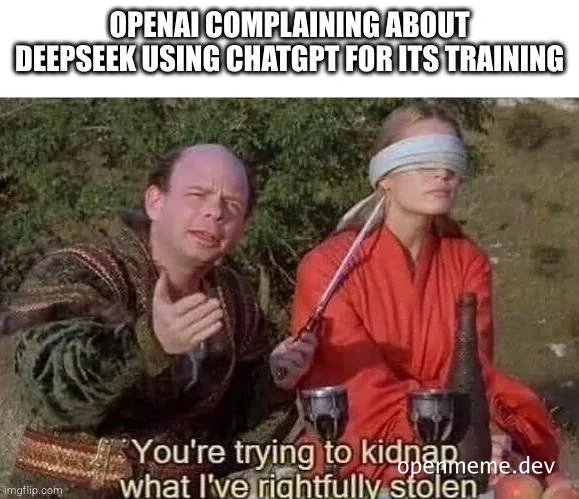 OpenAI complaining about DeepSeek using ChatGPT for its training