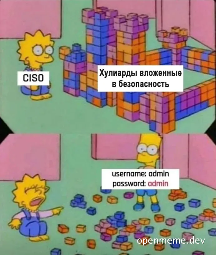 Simpsons meme about CISO and admin password