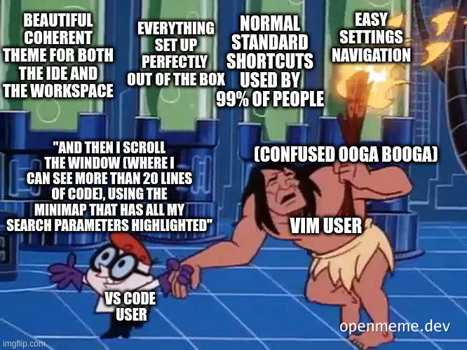 Vim user vs Code user meme