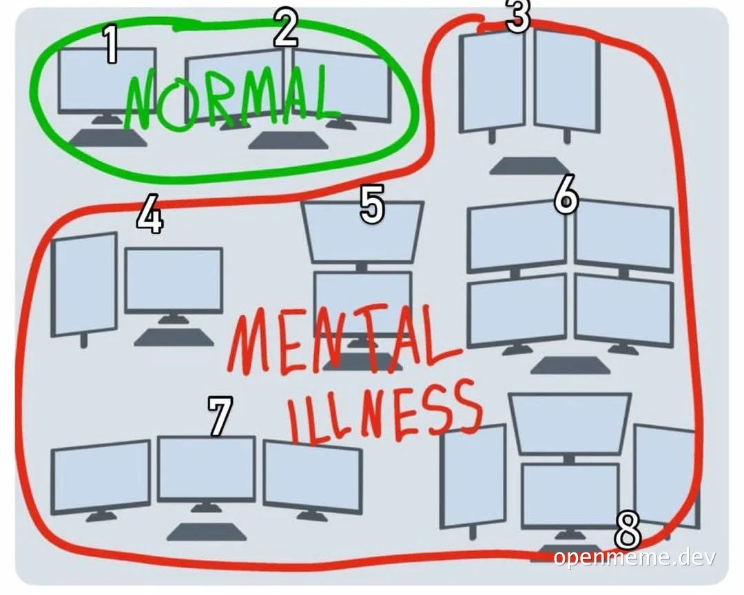 Mental Illness vs Normal Monitors Meme