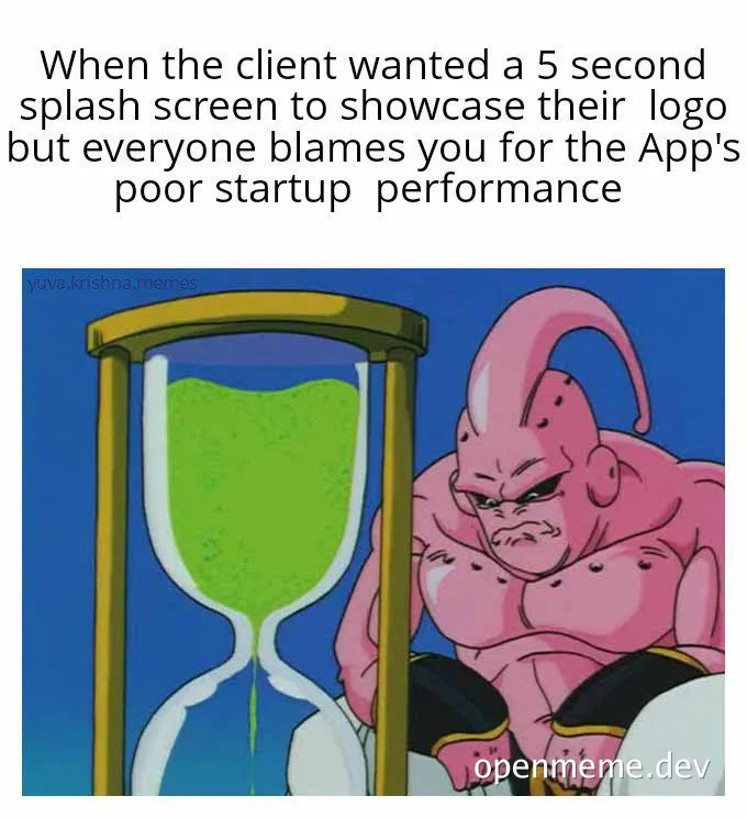 Major pink character looking at green hourglass