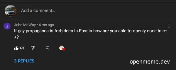 Comment questioning C++ coding freedom in Russia