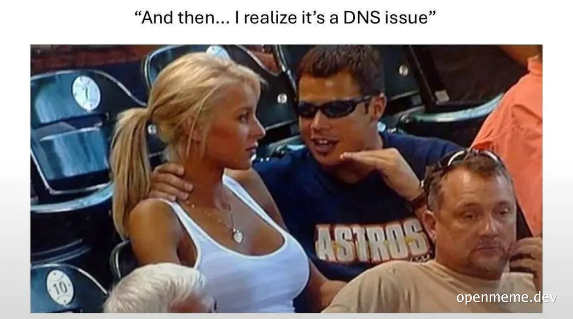 Man realizing DNS issue funny meme