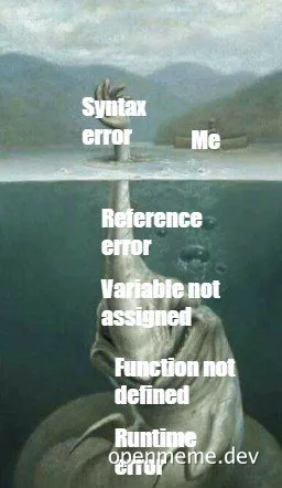 A developer drowning in a sea of coding errors