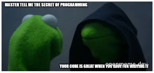 Kermit the Frog and a hooded Kermit the Frog meme about programming