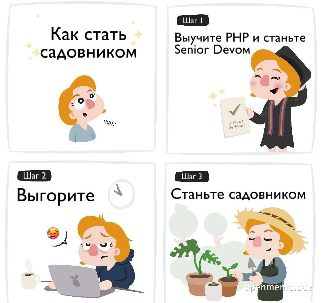 cartoon developer steps to become a gardener