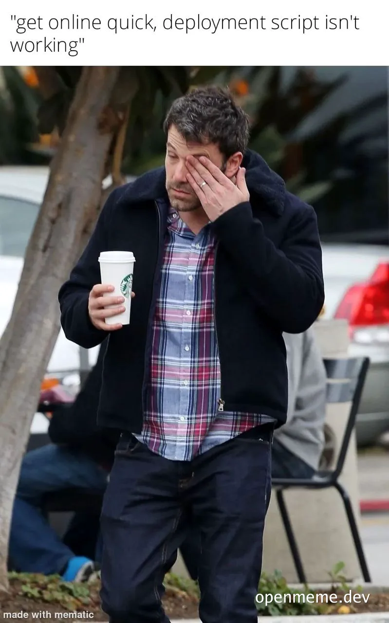 frustrated developer with coffee