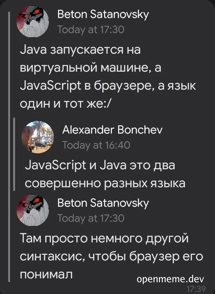 Java vs JavaScript meme