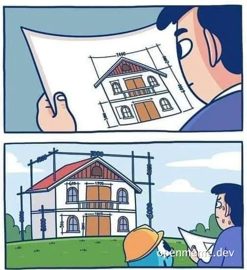 cartoon man holding house blueprints looking disappointed