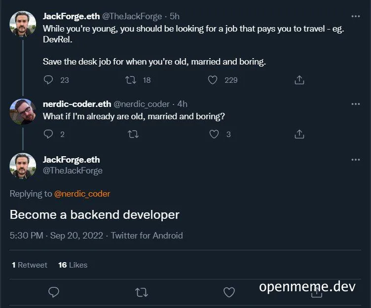 a developer's career advice meme