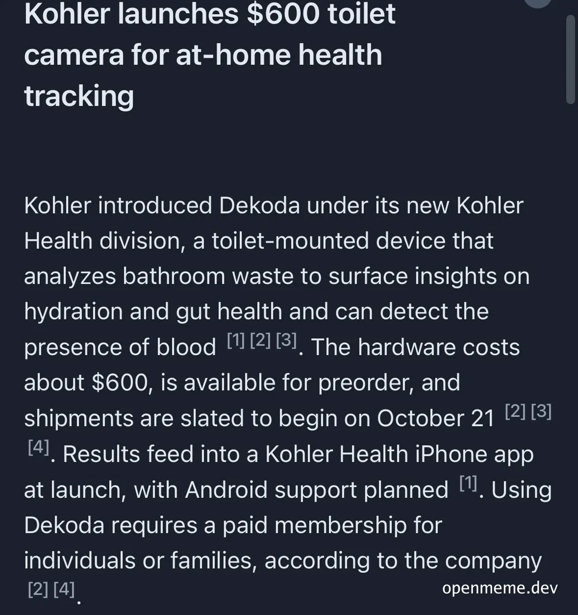 Kohler $600 toilet camera for health tracking