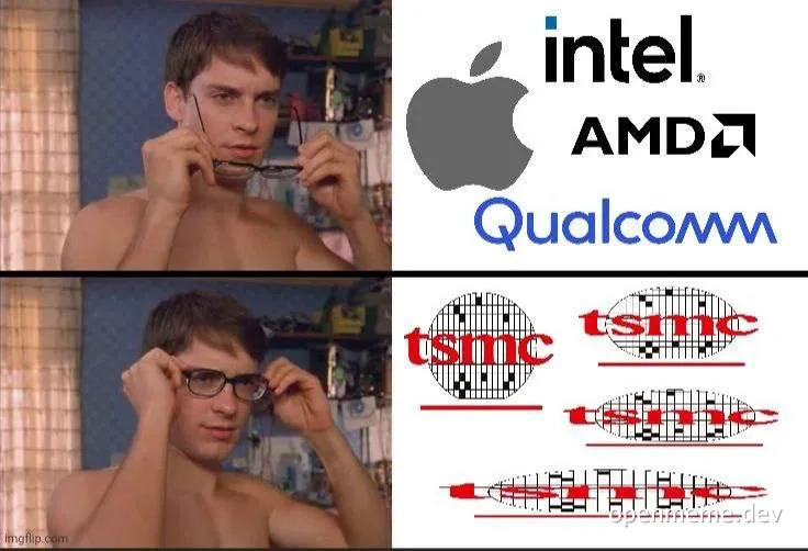 man adjusting glasses, confused expression, tech company logos