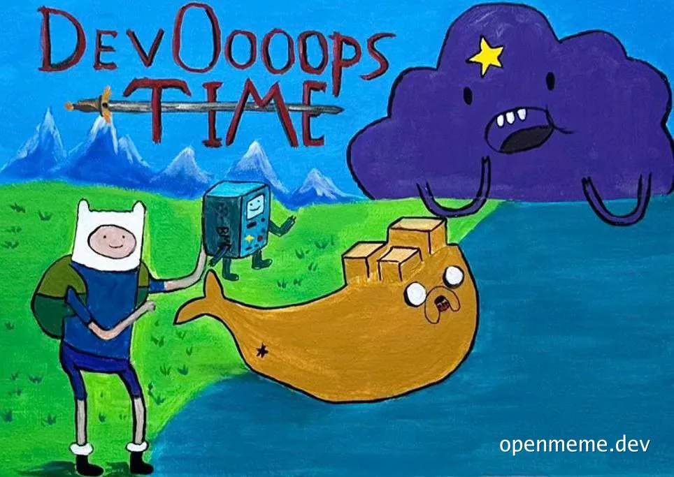 DevOops Time meme featuring Adventure Time characters
