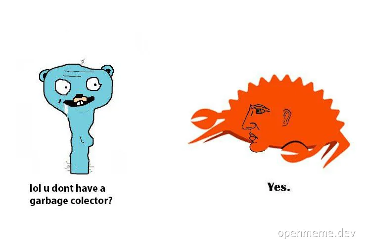 a blue cartoon character and an orange crab-like character with a face