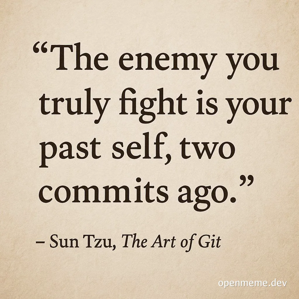 The enemy you truly fight is your past self, two commits ago. - Sun Tzu, The Art of Git