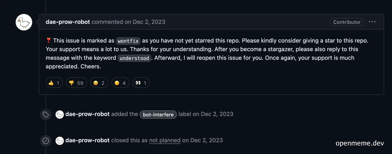 GitHub issue comment meme