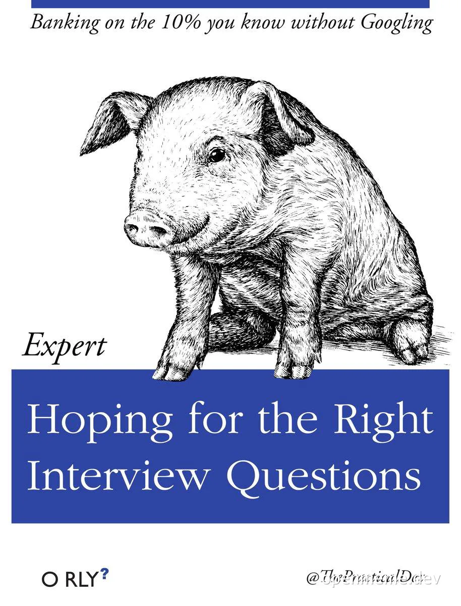 Piglet with text 'Hoping for the Right Interview Questions'