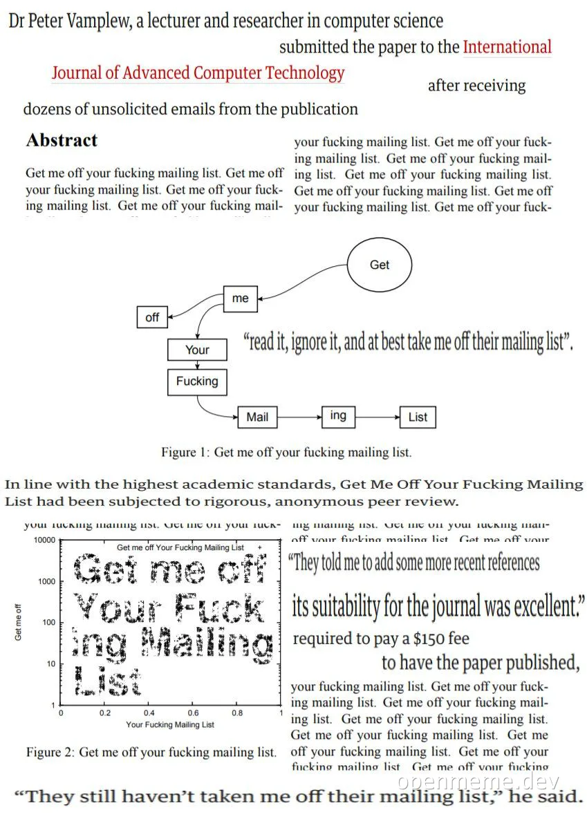 Dr Peter Vamplew's humorous academic paper on getting off mailing lists