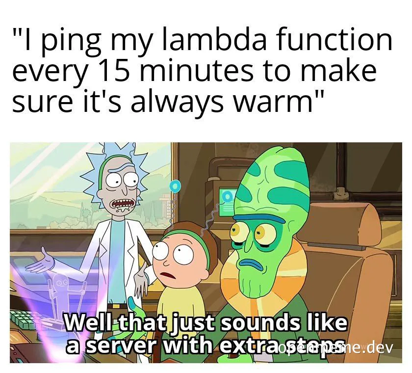 Rick and Morty characters reacting to someone pinging their lambda function